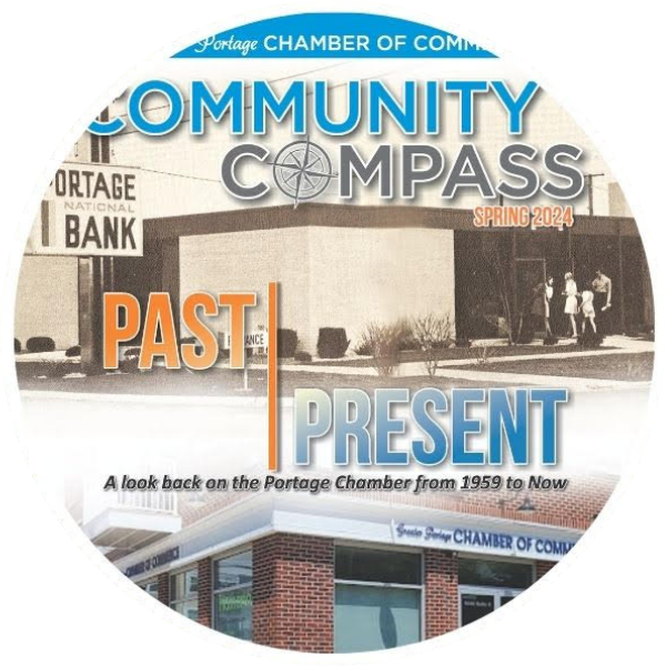 A circular section of the front cover of an issue of Community Compass